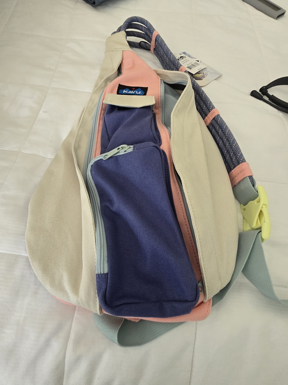 Kavu Crossbody Bag in Cream, Purple, Pink, Light Blue